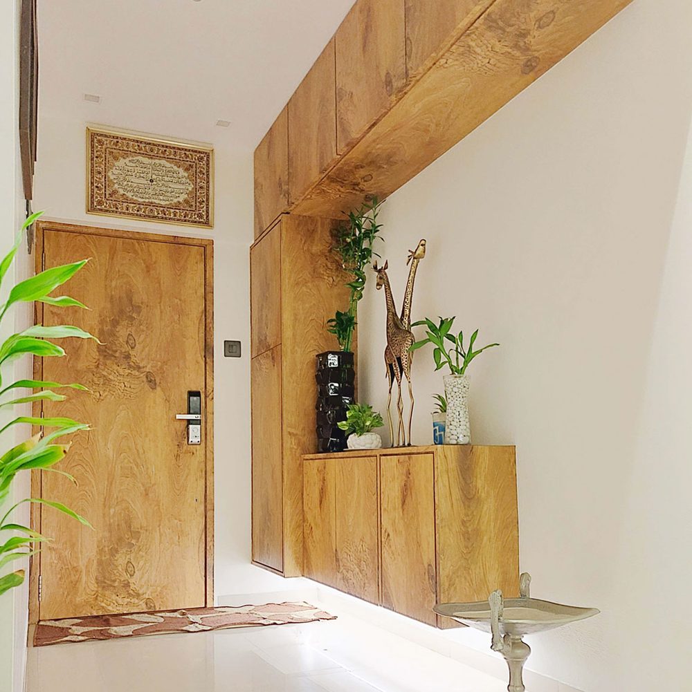 Entrance lobby with timber door and console