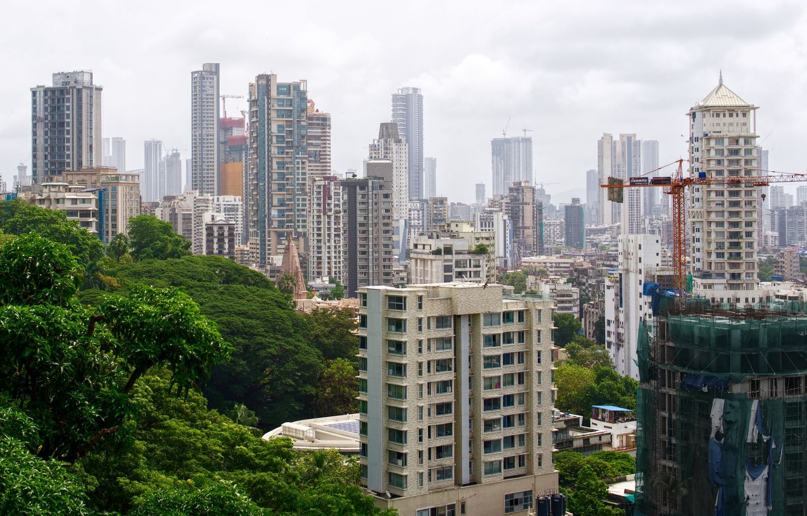 Mumbai neighbourhood with a building under construction among high-rises