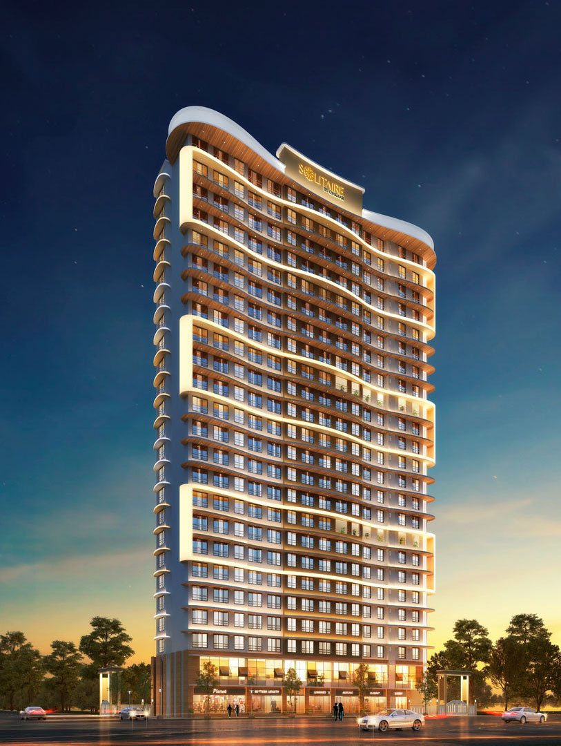 Solitaire by Omkaar, Vikhroli (E), lit at dusk